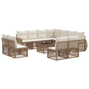 vidaXL Ensemble de canap&eacute; de jardin 12 pcs Beige et blanc cr&egrave;me