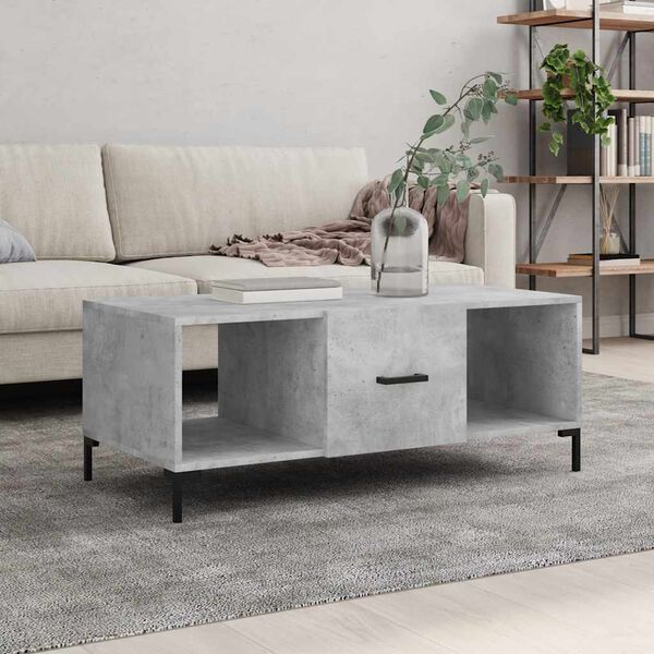 vidaXL Table basse gris b&eacute;ton 102x50x40 cm bois d'ing&eacute;nierie