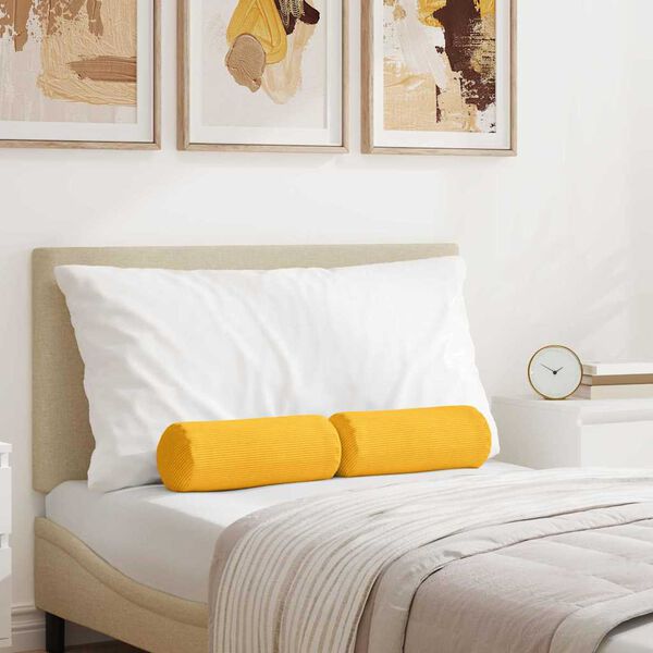 vidaXL Coussins d'accent 2 pcs Jaune clair &Oslash; 15 x 40 cm