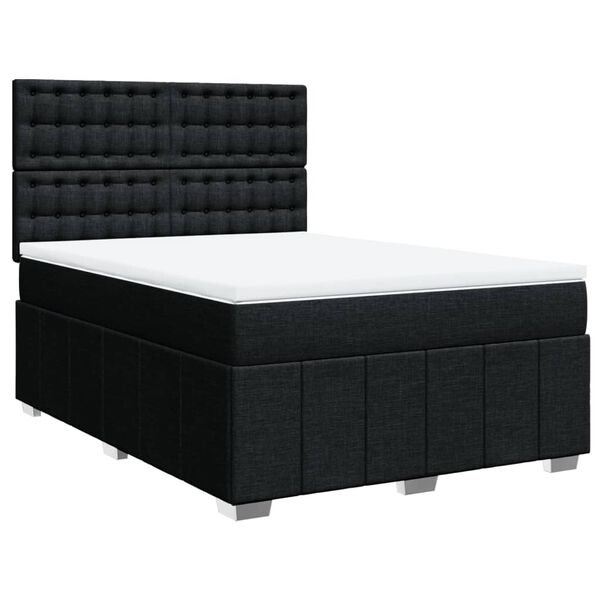 vidaXL Sommier &agrave; lattes de lit avec matelas Noir 140x190 cm Tissu