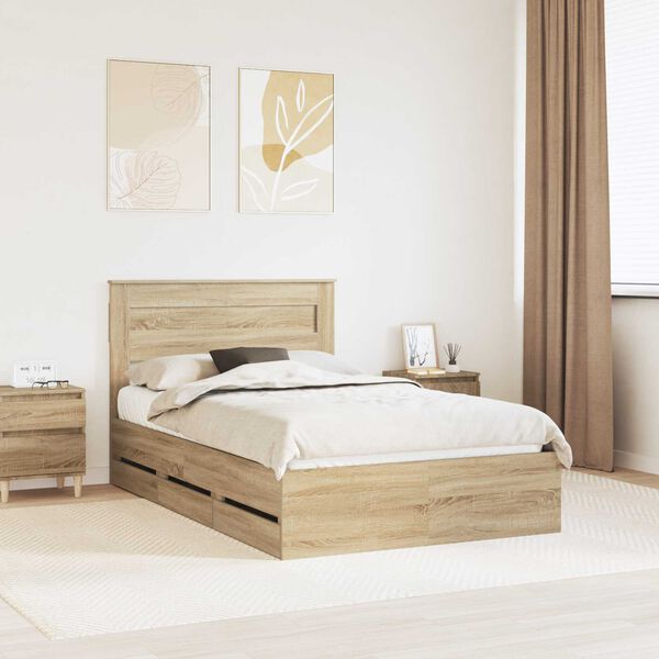 vidaXL Cadre de lit Ch&ecirc;ne Sonoma 120 x 200 cm Bois Ing&eacute;nierie