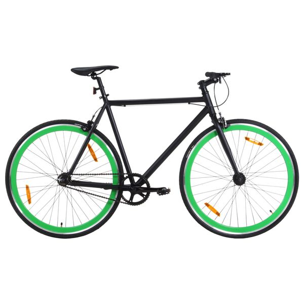 vidaXL V&eacute;lo &agrave; pignon fixe noir et vert 700c 59 cm
