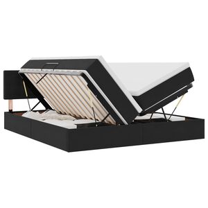 vidaXL Lit de rangement LED avec matelas Noir 200 x 200 cm Velours