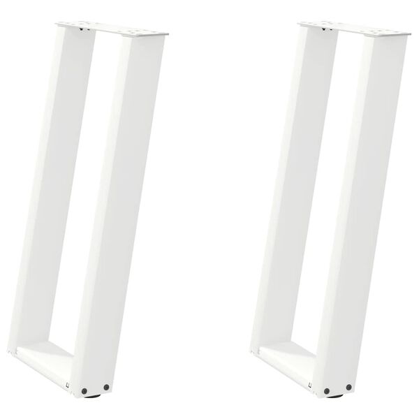 vidaXL Pieds de table console en U, 2 pi&egrave;ces, blanc, 28 x (72-73) cm, acier