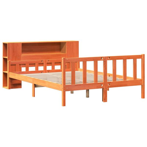 vidaXL Lit biblioth&egrave;que sans matelas cire marron 160x200cm bois massif