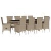 vidaXL Ensemble &agrave; manger de jardin et coussins 11 pcs beige poly rotin