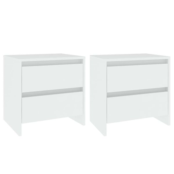 vidaXL Tables de chevet 2 pcs blanc 45x34,5x44,5 cm bois d&rsquo;ing&eacute;nierie