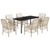 vidaXL Ensemble &agrave; manger de jardin et coussins 7 pcs beige poly rotin