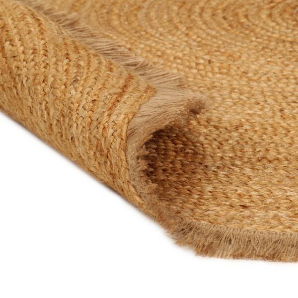 vidaXL Tapis tressé avec bord brodé 90 cm Jute Rond