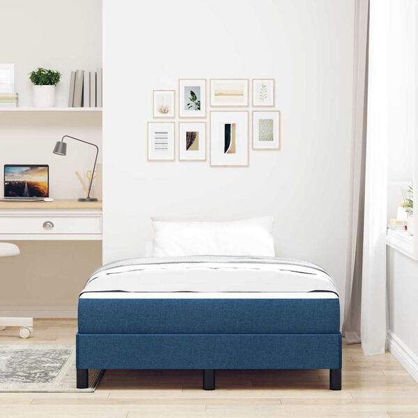 vidaXL Lit &agrave; ressorts avec matelas Bleu 120 x 190 cm tissu
