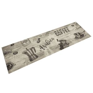 vidaXL Tapis de cuisine lavable imprim&eacute; caf&eacute; gris 45x150 cm velours
