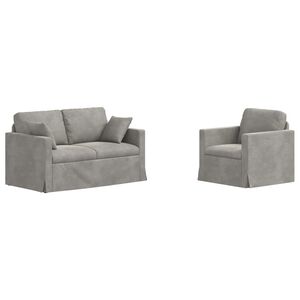 vidaXL Ensemble de Canap&eacute;s 2 pcs Gris clair 138 x 78 x 80 cm Velours