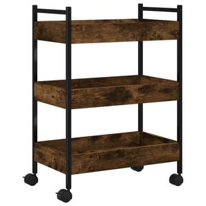 vidaXL Chariot de cuisine ch&ecirc;ne fum&eacute; 50x30x70 cm bois d'ing&eacute;nierie