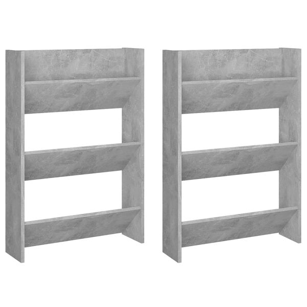 vidaXL Armoires &agrave; chaussures murales 2 pcs Gris b&eacute;ton 60x18x90 cm