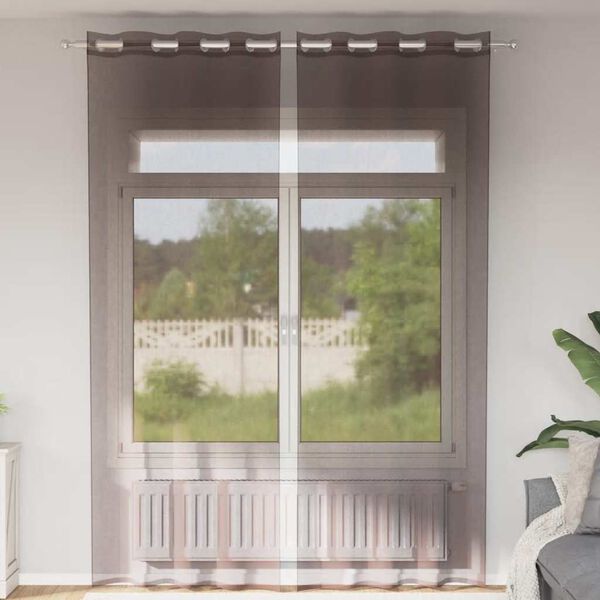 vidaXL Rideaux en voile avec &oelig;illets 2 pcs marron 140x300 cm