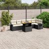vidaXL Salon de jardin 7 pcs avec coussins noir r&eacute;sine tress&eacute;e