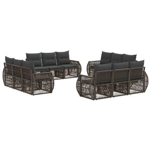 vidaXL Ensemble de canap&eacute; de jardin 12 pc Gris et Gris fonc&eacute; polyrotin