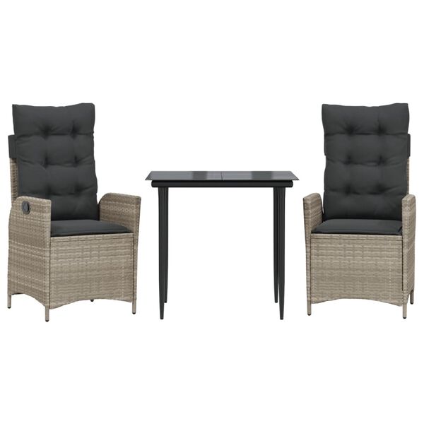 vidaXL Ensemble &agrave; manger de jardin et coussins 5 pcs gris clair rotin