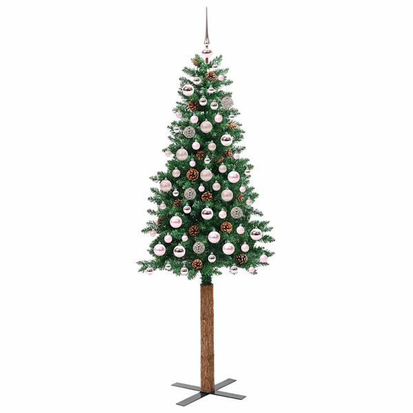 vidaXL Sapin de No&euml;l mince Vert 180 cm PVC et bois de pin massif