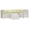 vidaXL Canap&eacute; de Jardin 5 Places avec Coussins Aspect Rotin PP Blanc