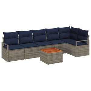 vidaXL Ensemble de canap&eacute; de jardin avec coussin 7 pcs Gris polyrotin