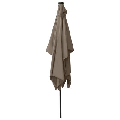 vidaXL Parasol de jardin avec LED et mât en acier taupe 2x3 m