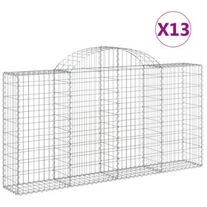 vidaXL Paniers &agrave; gabions arqu&eacute;s 13 pcs 200x30x100/120 cm Fer galvanis&eacute;
