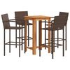 vidaXL Ensemble de bar de jardin 5 pcs marron bois massif acacia rotin