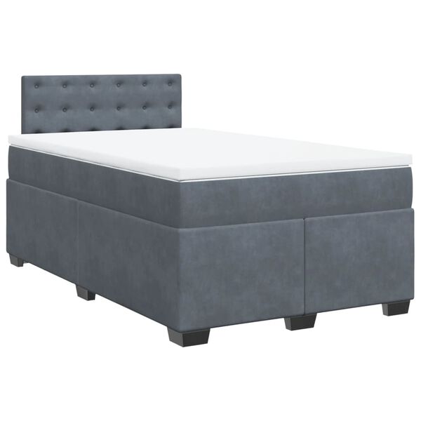 vidaXL Sommier &agrave; lattes de lit et matelas gris fonc&eacute; 120x190cm velours