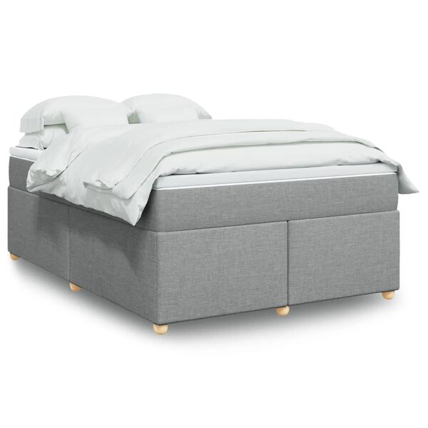 vidaXL Sommier &agrave; lattes de lit avec matelas Gris clair 140x190cm Tissu