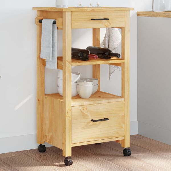 vidaXL Chariot de cuisine MONZA 48x40x88,5 cm bois massif de pin