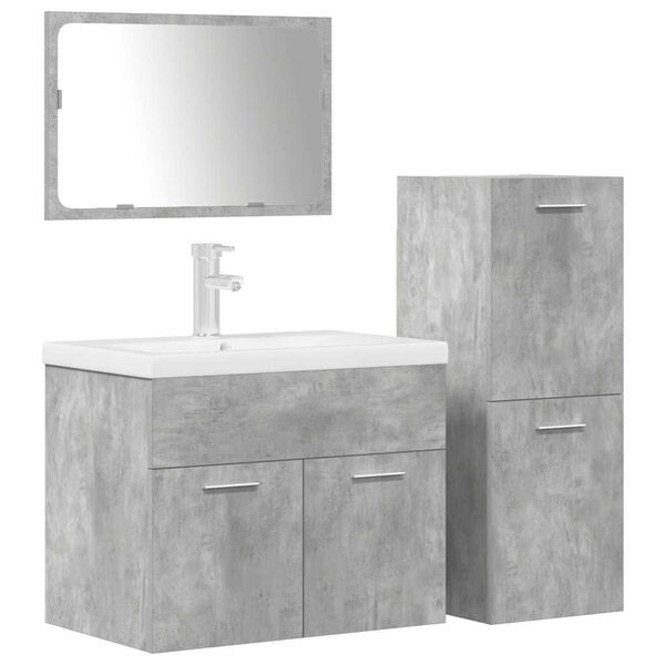 vidaXL Ensemble de meubles de salle de bain 4 pcs gris b&eacute;ton