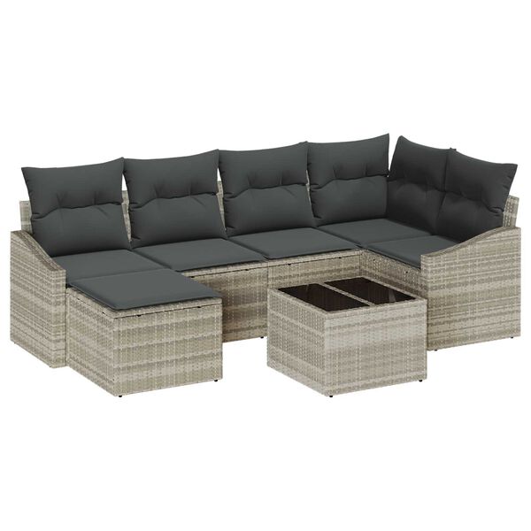 vidaXL Ensemble de salle &agrave; manger pour jardin 7 pcs Gris clair