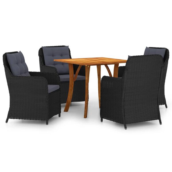 vidaXL Ensemble &agrave; manger de jardin 5 pcs Noir