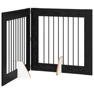 vidaXL Porte de chien pliable avec supports 2 pc Ch&ecirc;ne noir 160,5 cm