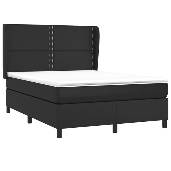 vidaXL Sommier &agrave; lattes de lit avec matelas Noir 140x190 cm Similicuir