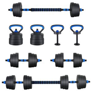 vidaXL Set d'halt&egrave;res 4-en-1 20 kg Noir et Bleu Ciment et sable de fer