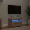 vidaXL Meuble TV avec lumi&egrave;res LED ch&ecirc;ne artisanal bois d'ing&eacute;nierie