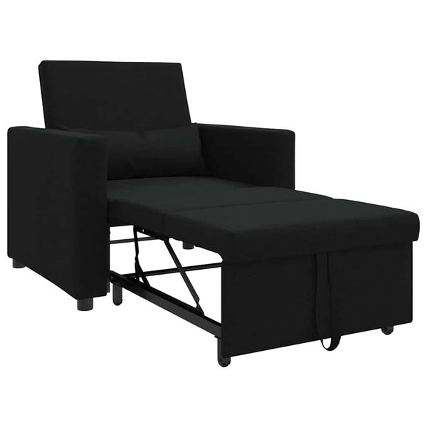 vidaXL Canap&eacute;-lit escamotable simple Noir 90 x 165 x 87 cm tissu