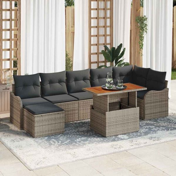 vidaXL Ensemble de canap&eacute; de jardin avec coussin 8 pcs Gris