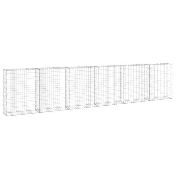 vidaXL Mur en gabion avec couvercles Acier galvanis&eacute; 300x30x100 cm