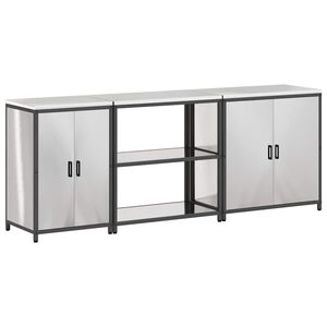 vidaXL Ensemble de rangement cuisine HATTEM 3 pc Argent&eacute;