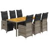 vidaXL Ensemble de bistro de jardin 7 pcs coussins gris poly rotin