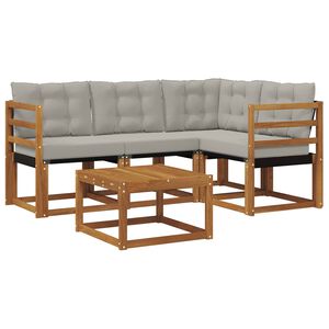 vidaXL Ensemble de canap&eacute;s d'ext&eacute;rieur 5 pc Gris Naturel et Clair