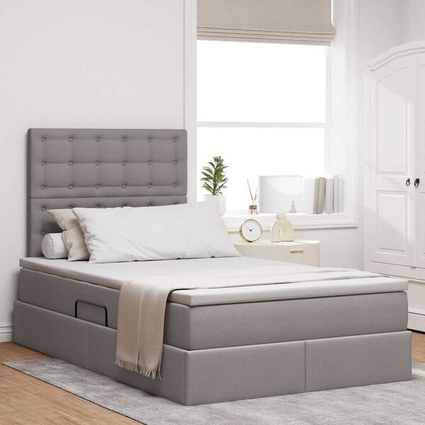 vidaXL Lit avec rangement et LED avec LED Taupe 120 x 200 cm Polyester