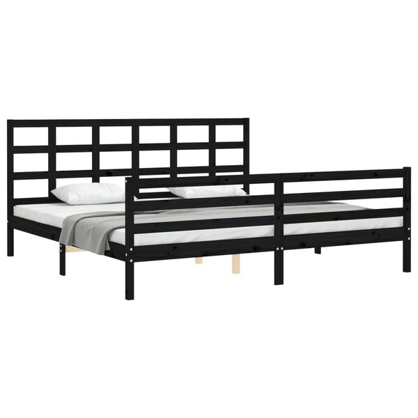vidaXL Cadre de lit sans matelas noir 200x200 cm bois massif
