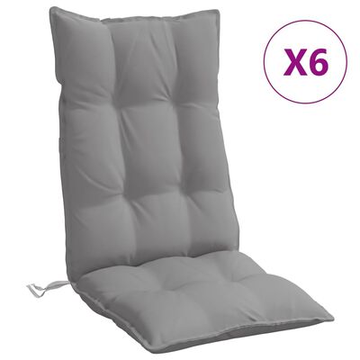 vidaXL Coussins de chaise à dossier haut lot de 6 gris tissu oxford