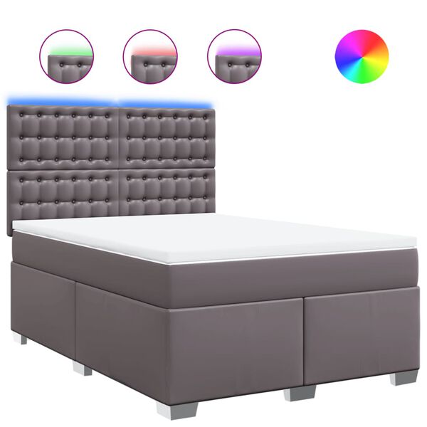 vidaXL Sommier &agrave; lattes de lit avec matelas Gris 140x200 cm Similicuir