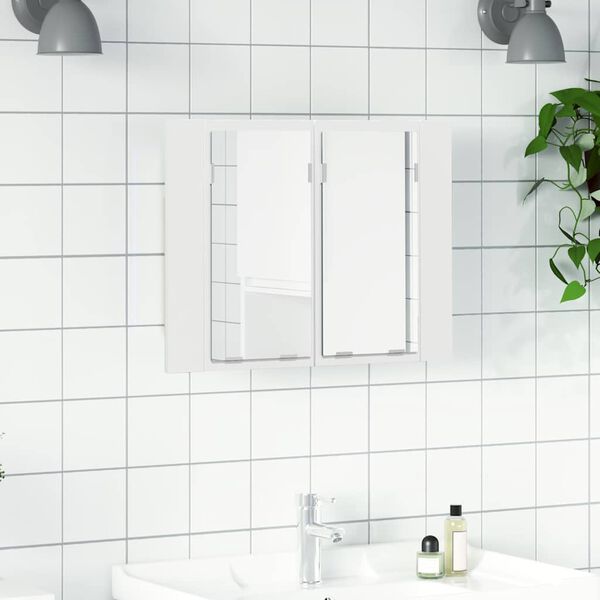 vidaXL Armoire &agrave; miroir de bain &agrave; LED Blanc brillant Acrylique