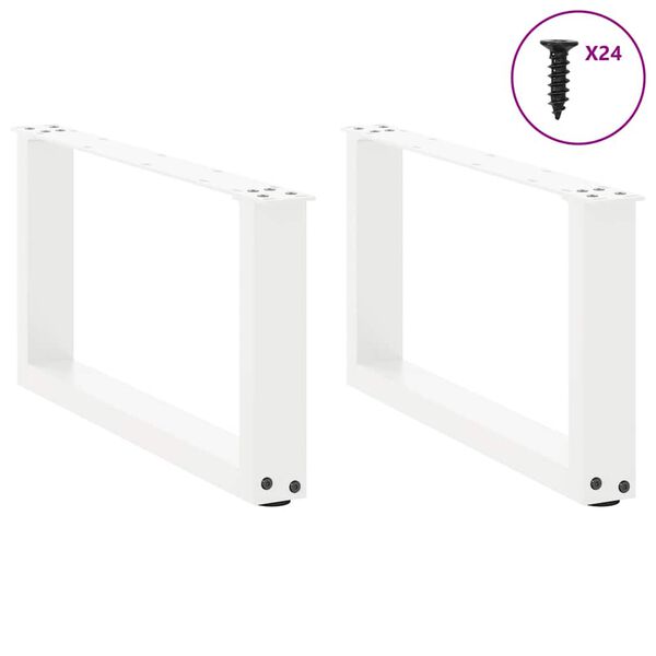 vidaXL Pieds de table basse en U 2 pi&egrave;ces Blanc 60 x (30-31) cm Acier